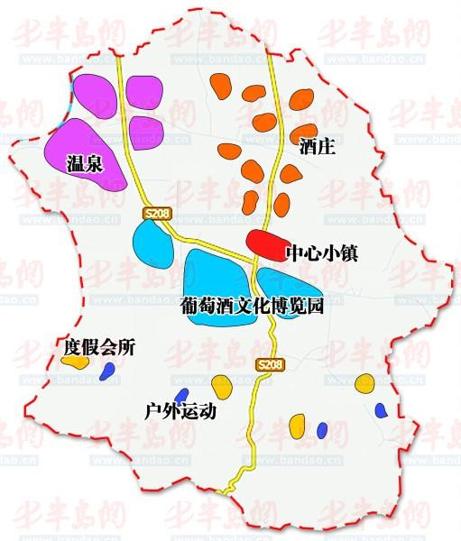 院格庄街道规划中的葡萄酒文化旅游及温泉度假产业平面图